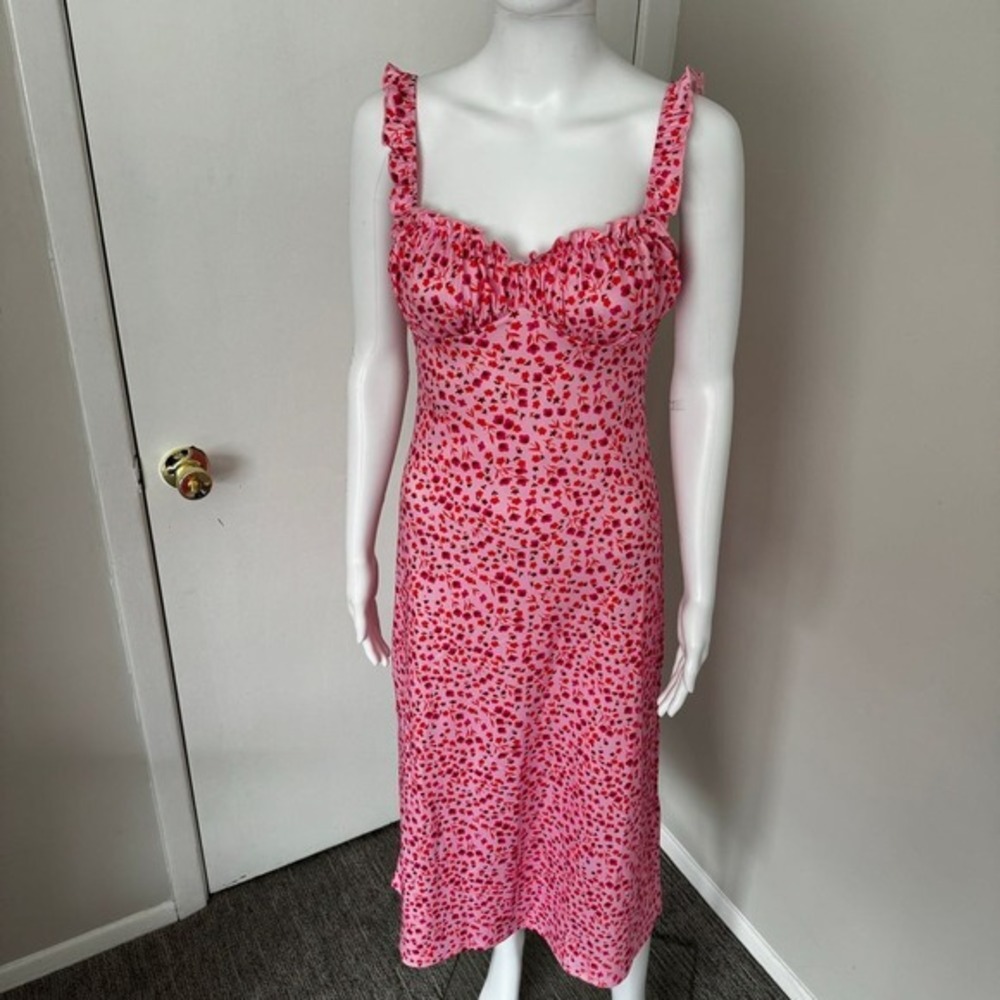 Commense Ruched Detail Cami Floral Bohemian Vacation Midi‎ Sundress Size S - Picture 4 of 17